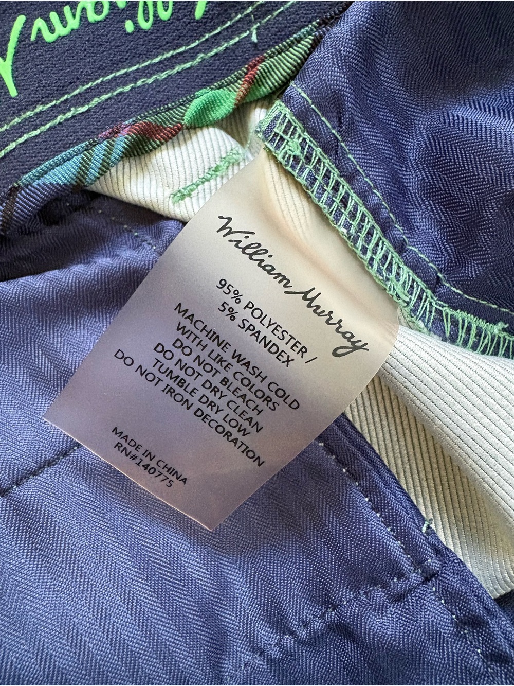 William Murray Straight Fit Green Men's Classic Golf Shorts 9” Inseam, Size 34 - Picture 6 of 13